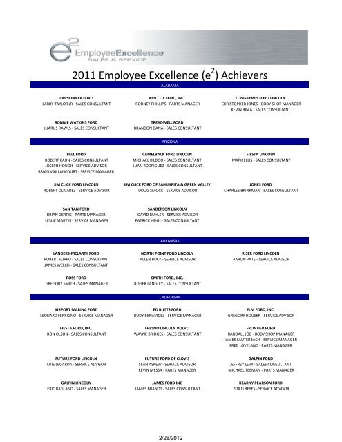 2011 Employee Excellence (e ) - Ophelia Test Page powered by the ...