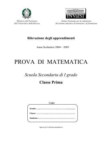 prova invalsi 2004 – 2005 matematica prima media - Engheben.it