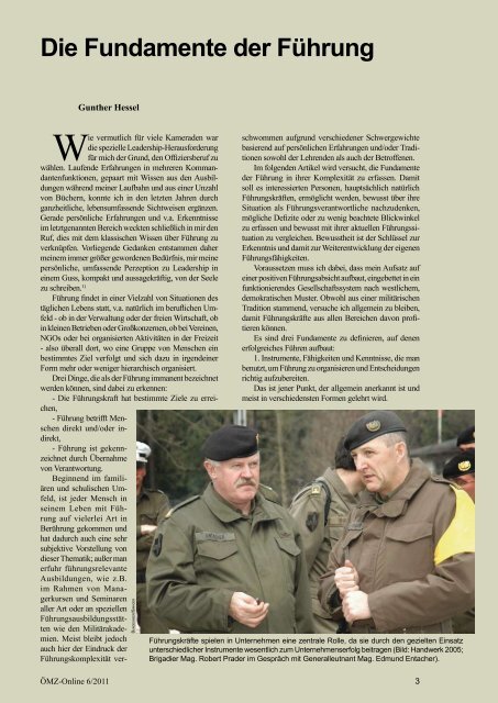 Die Fundamente der Führung - Österreichs Bundesheer