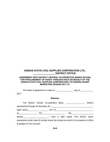 Agreement with DCCB - Odisha State Civil Supplies Corporation ...