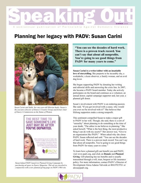 Planning her legacy with PADV: Susan Carini