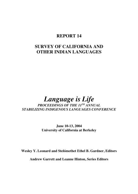 Language is Life - Linguistics - University of California, Berkeley