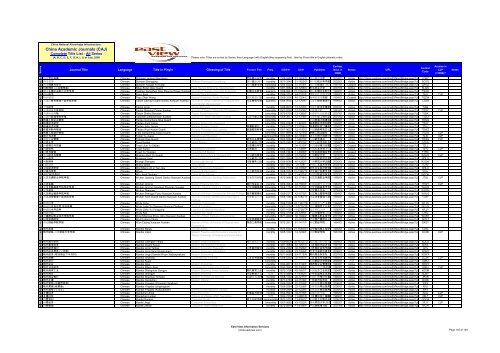 China Academic Journals (CAJ) - East View Online