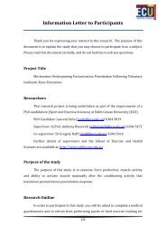 Information Letter to Participants Study 2 - Edith Cowan University