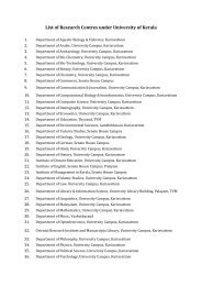 List of Research Centres under University of Kerala