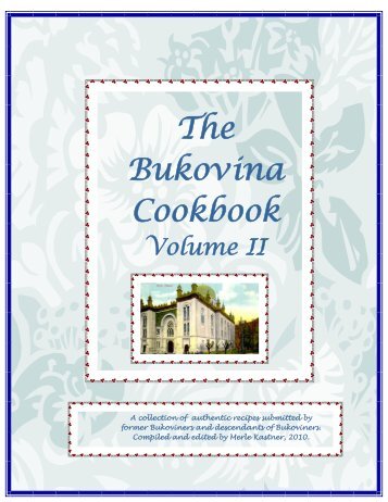 The Bukovina Cookbook - czernowitz bukovina jewish research