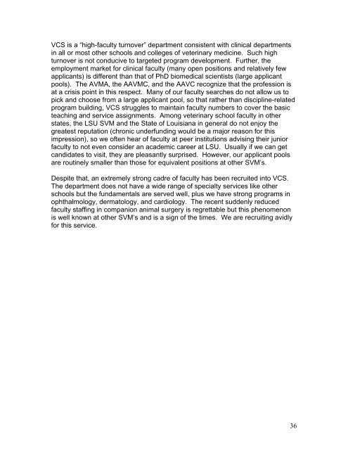 response to program review report - LSU School Of Veterinary ...