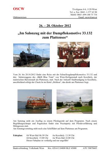 OSCW „Im Salonzug mit der Dampflokomotive ... - Gratis Webserver
