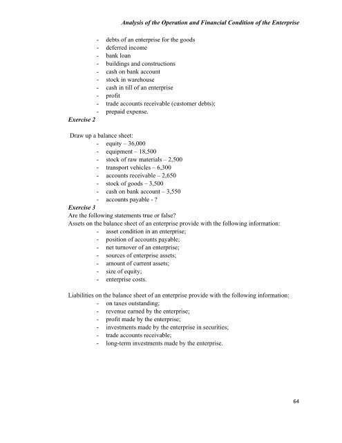 Analysis of the Operation and Financial Condition of the Enterprise