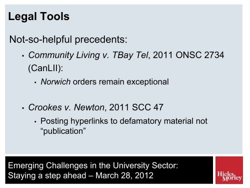 Emerging Challenges in the University Sector: - Hicks Morley