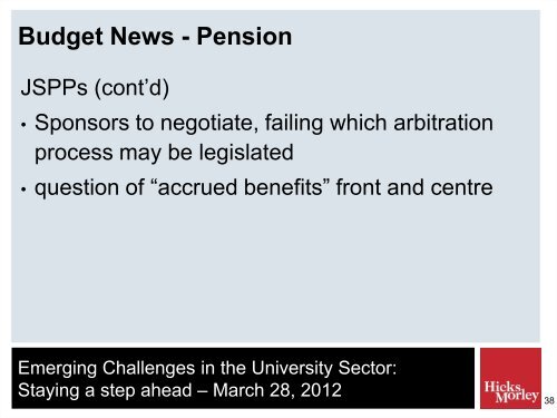 Emerging Challenges in the University Sector: - Hicks Morley