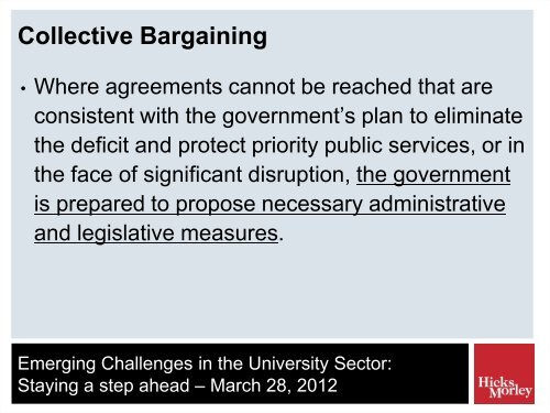 Emerging Challenges in the University Sector: - Hicks Morley