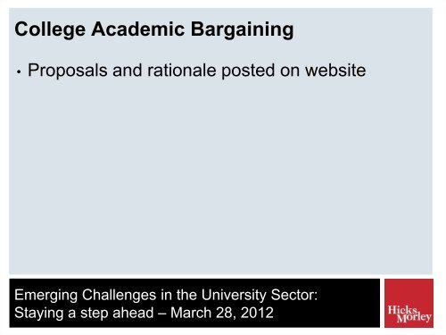 Emerging Challenges in the University Sector: - Hicks Morley