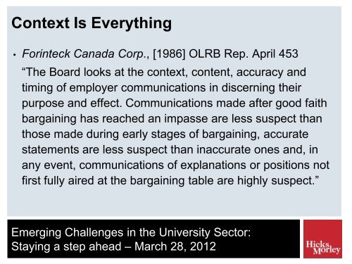 Emerging Challenges in the University Sector: - Hicks Morley