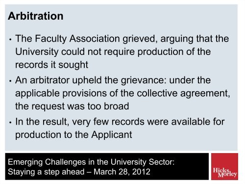 Emerging Challenges in the University Sector: - Hicks Morley