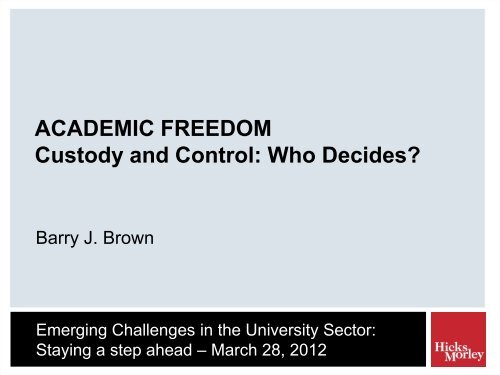 Emerging Challenges in the University Sector: - Hicks Morley