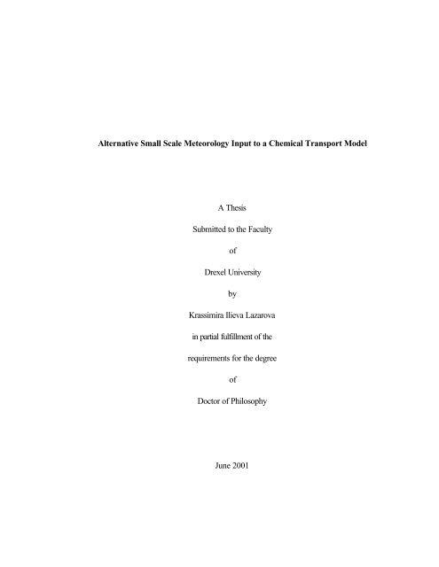 Alternative small scale meteorology input to a chemical transport ...