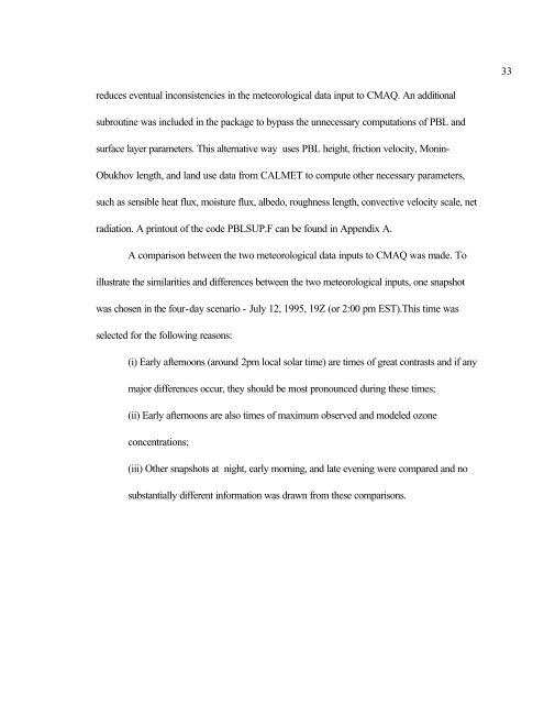 Alternative small scale meteorology input to a chemical transport ...