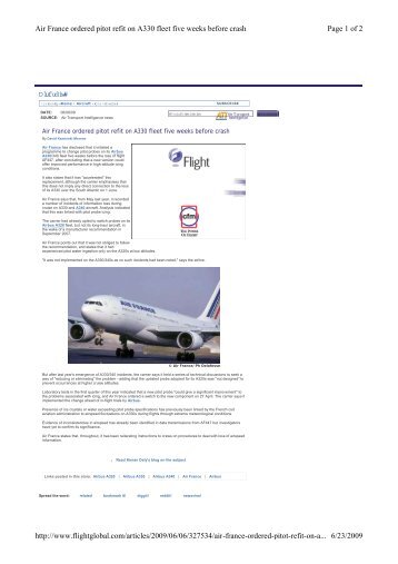 Page 1 of 2 Air France ordered pitot refit on A330 fleet five weeks ...