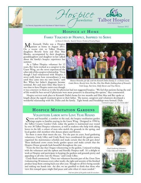 Summer Newsletter 2012 - Talbot Hospice Foundation, Inc.