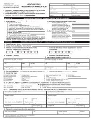 Kentucky Tax Registration Application - Form 10A100