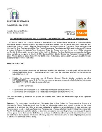 Acta HGM/C.I. No. 07/11 - Hospital General de México