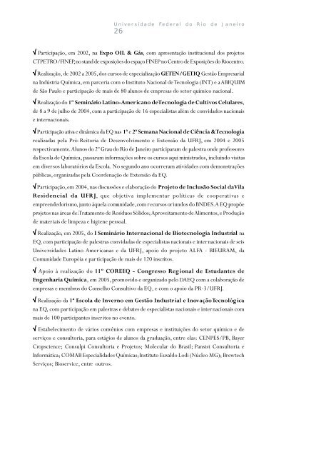 RelatÃ³rio GestÃ£o EQ 2002-2005 .pmd - Escola de QuÃ­mica / UFRJ