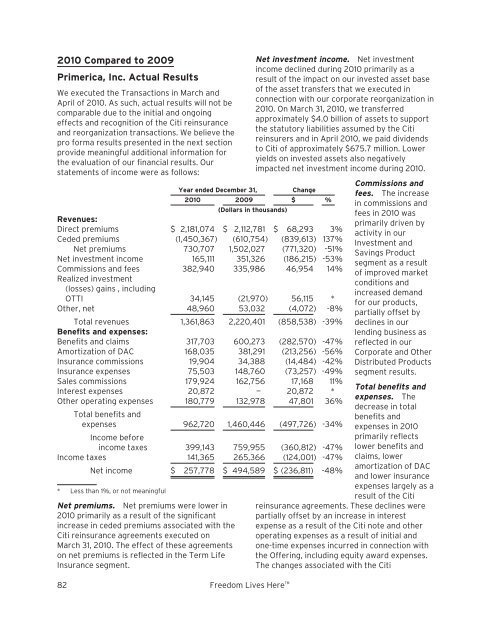 Primerica 2010 Annual Report - Direct Selling News