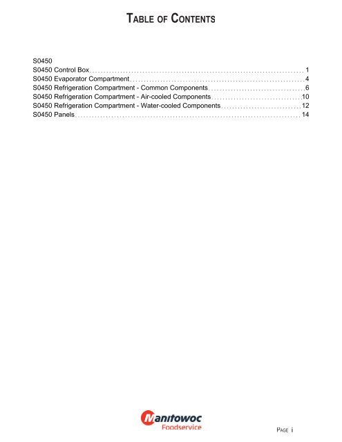 S0450 Parts - Manitowoc Ice