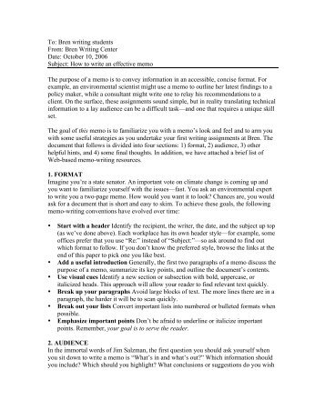 memo style writing