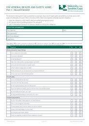 USC General Health and Safety Audit: Part 1 - Hazard Checklist