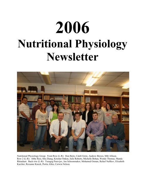 Nutritional Physiology Newsletter - Department of Animal Science ...