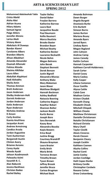 arts sciences deans office lists deans list fall . arts sciences deans office lists deans list fall .