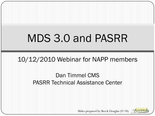 MDS 3.0 and PASRR - PASRR Technical Assistance Center