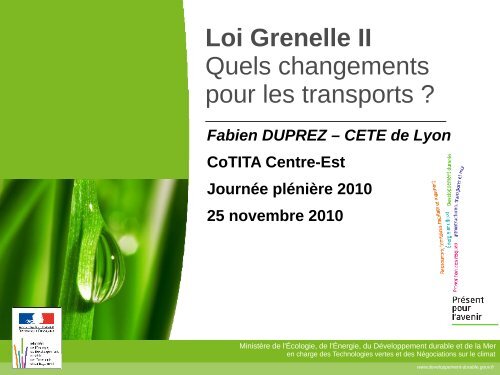 Loi Grenelle II Quels changements pour les transports ? - CoTITA