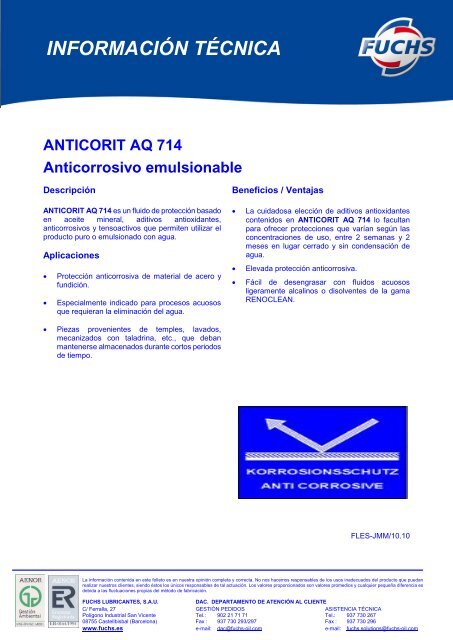 ANTICORIT AQ 714 fuchs lubricantes