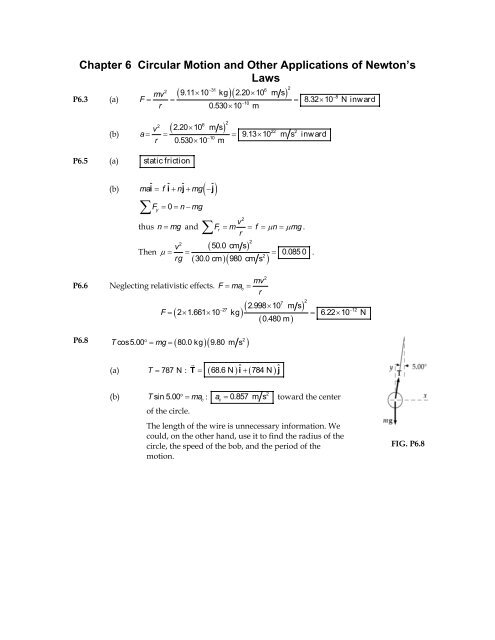 Chapter 6 Circular Motion and Other Applications of Newton's Laws