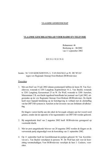 BESLISSING NR. 006/2002 van 11 september 2002 (PDF)