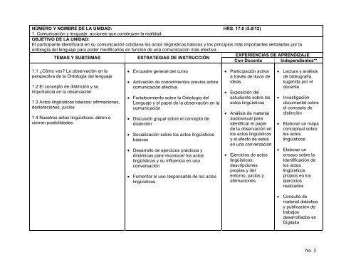 Programa Analítico Materia Sello Comunicación Efectiva