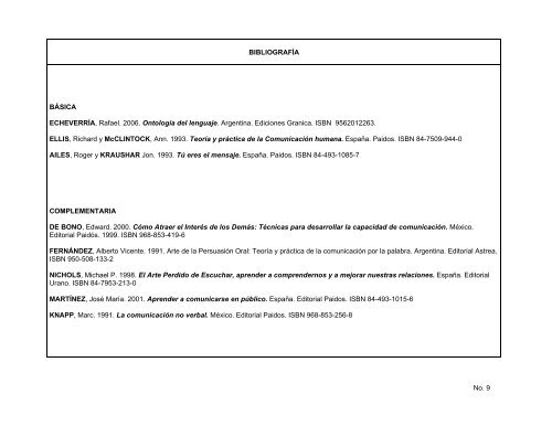 Programa Analítico Materia Sello Comunicación Efectiva