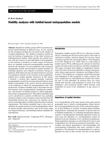 Viability analyses with habitat-based metapopulation models
