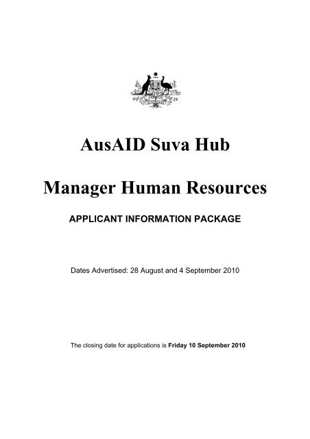 AusAID Suva Hub Manager Human Resources APPLICANT ... - Fiji