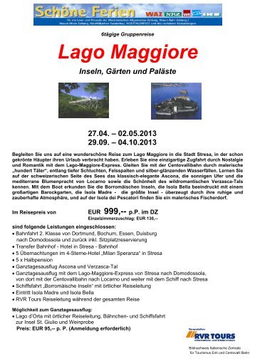 Lago Maggiore Inseln, Gärten und Paläste 27.04. - Columbus-Essen