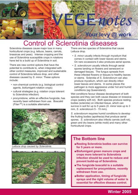 Control of Sclerotinia diseases - Vegetable Growers Association of ...
