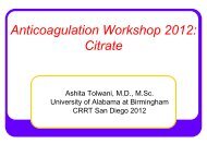 Anticoagulation Workshop 2012: Citrate - CRRT Online