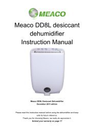 Meaco DD8L desiccant dehumidifier Instruction Manual