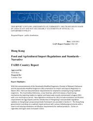 FAIRS Country Report Food and Agricultural ... - USDA Hong Kong