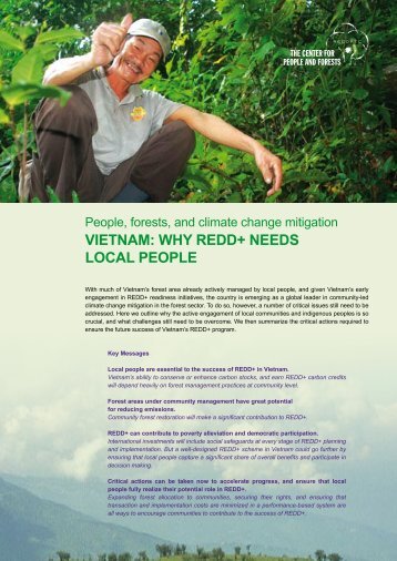 VieTnam: why redd+ needs local people - UNDPCC.org