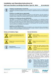 Installation and Operating Instructions for - Mayr