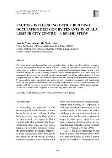 Factors Influencing Office Building Occupation Decision by Tenants ...